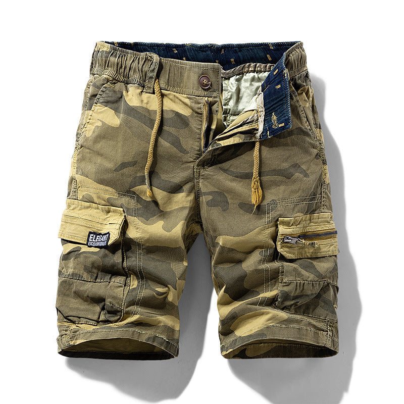 Men's Summer New Camouflage American Street Outdoor Tooling Shorts Stretch Cross-border for Amazon 9383 Good Vibrations