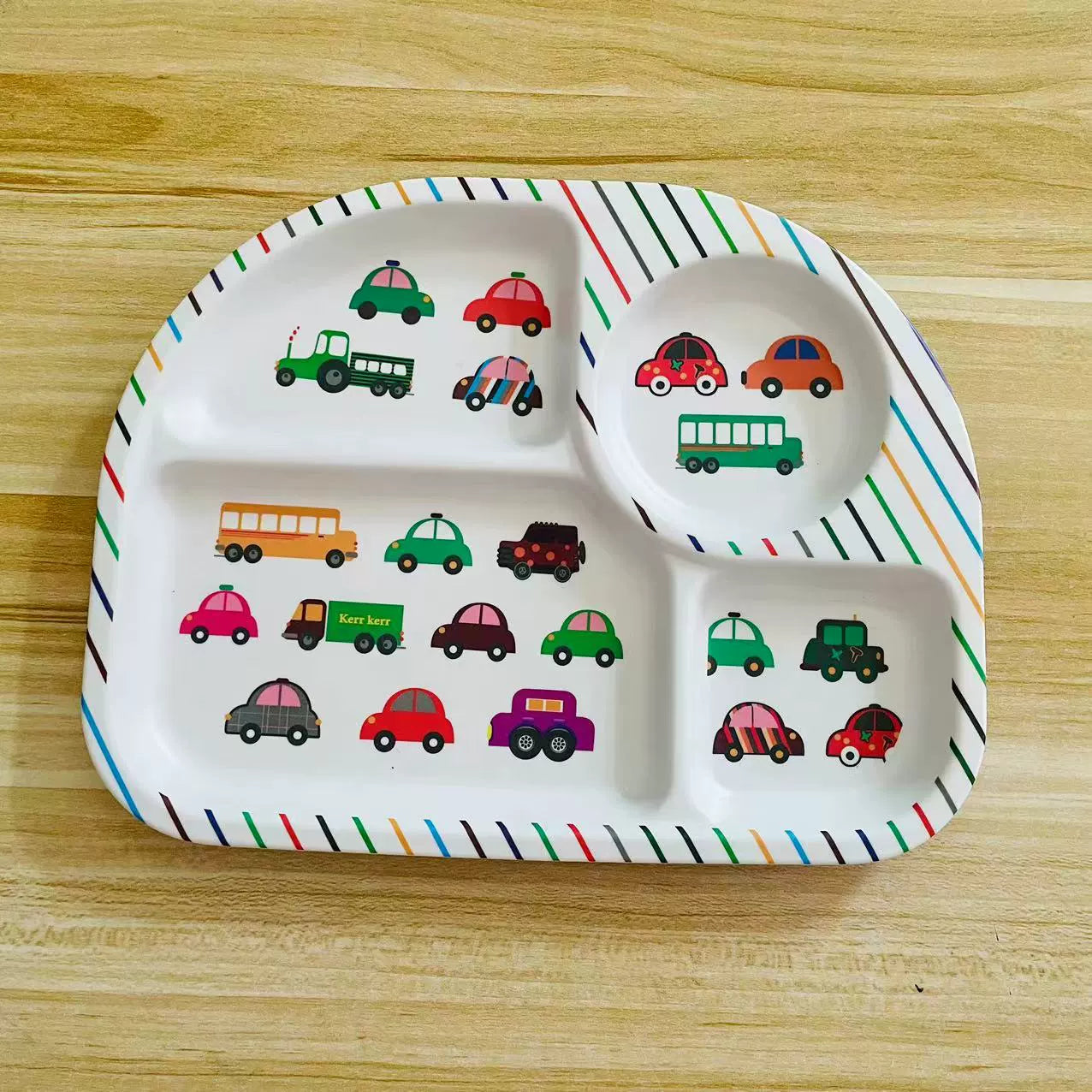 Creative Drop-Proof and Hot-Proof  Bamboo Fiber Baby & Kids Compartment Plate Good Vibrations