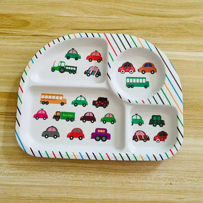 Creative Drop-Proof and Hot-Proof  Bamboo Fiber Baby & Kids Compartment Plate Good Vibrations
