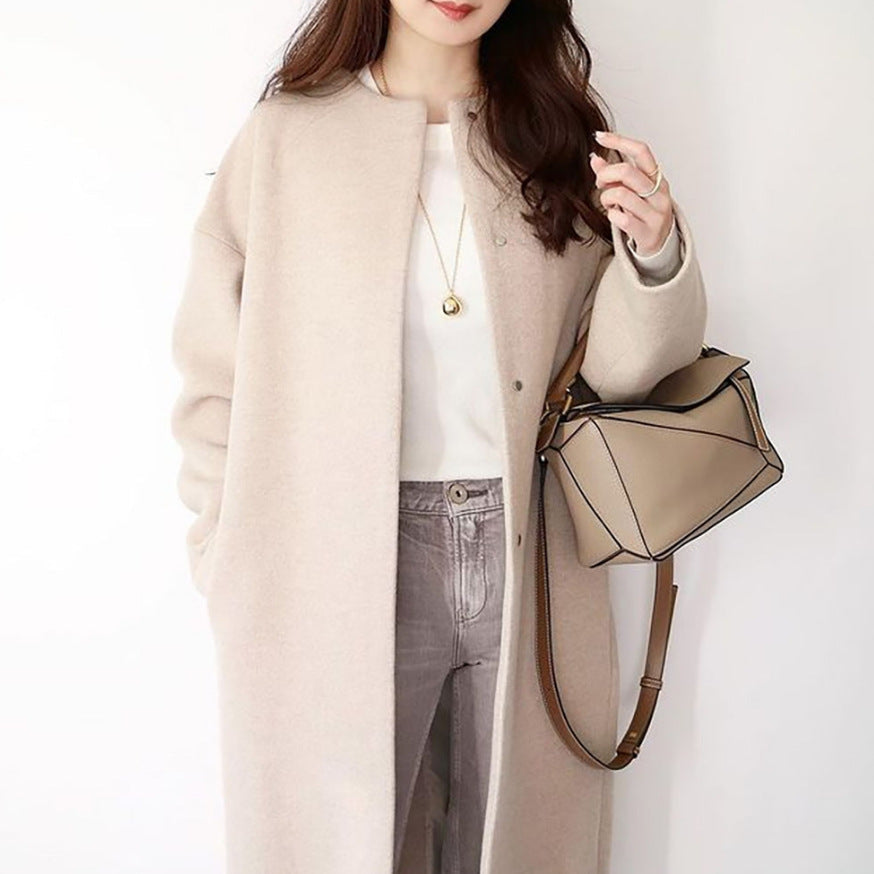 2026 Autumn/Winter New Style Lotte Ins Hot-Selling Loose Slimming Casual Simple Straight-Leg Coat Solid Color Overcoat for Women Good Vibrations
