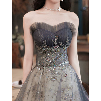 Evening Dress for Women Fall and Winter New Arrival Banquet Temperament Annual Meeting Tube Top Art Exam Fairy Dress Factory Supply Good Vibrations