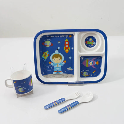 TP Food Grade Children's Dinner Plate Baby Cartoon Cute Eating Bowl Household Complementary Food Compartment Tray Children's Tableware Set Good Vibrations
