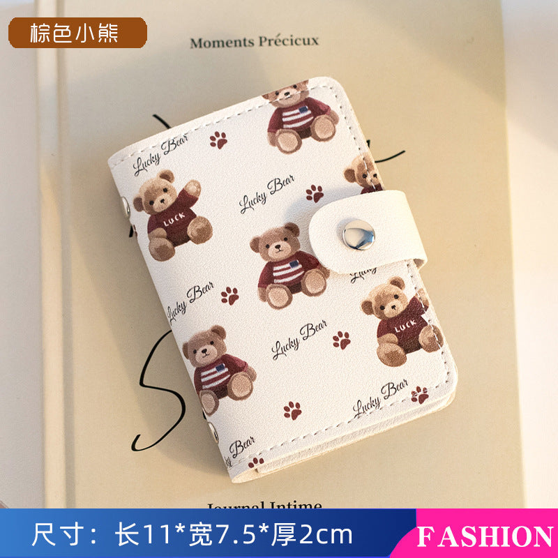 Cute Cartoon Card Bag Women's Buckle Large Capacity Multi-Card Slot Ultra-thin Small Men's Card Clamp Bag Driver's License Card Cover Good Vibrations