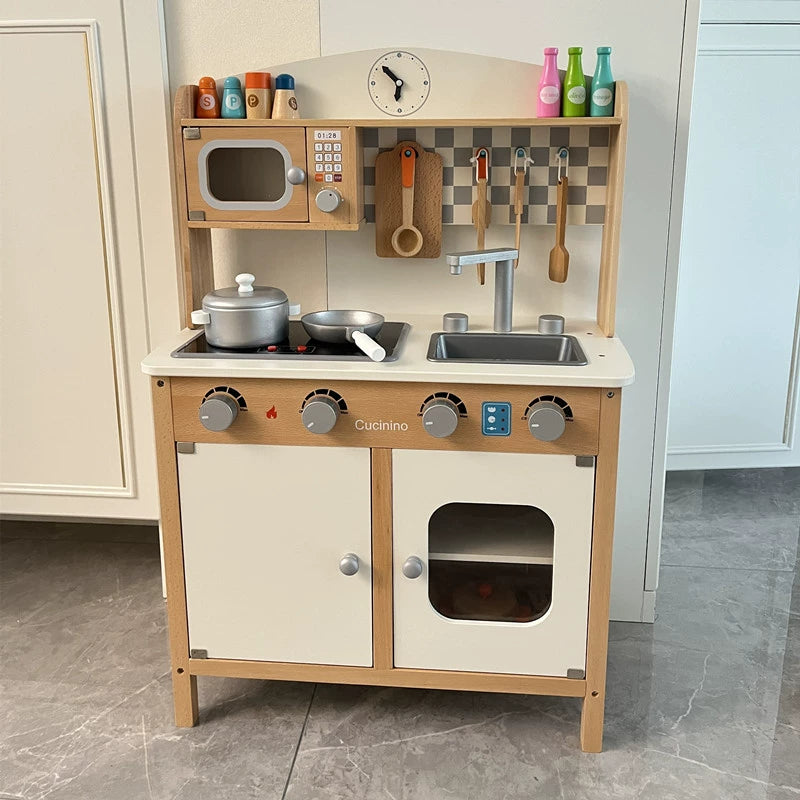 Kids Play House Refrigerator Wooden Children's Early Education Baby Girl Smart Water Wooden Kitchen Toys Suit Good Vibrations