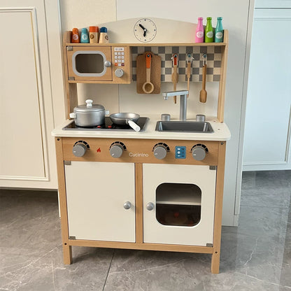 Kids Play House Refrigerator Wooden Children's Early Education Baby Girl Smart Water Wooden Kitchen Toys Suit Good Vibrations