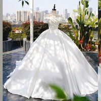 off-Shoulder Main Wedding Dress Small Satin 2023 New Arrival Bride Going out Main Yarn Vintage Satin Satin Palace Style Main Yarn Good Vibrations