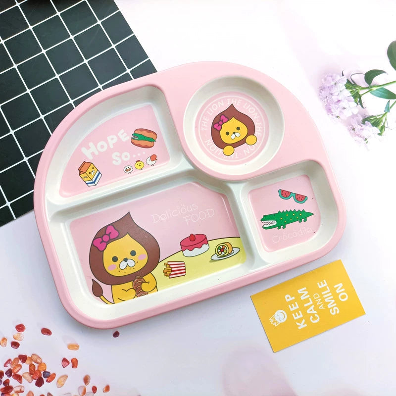Creative Drop-Proof and Hot-Proof  Bamboo Fiber Baby & Kids Compartment Plate Good Vibrations