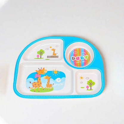 Creative Drop-Proof and Hot-Proof  Bamboo Fiber Baby & Kids Compartment Plate Good Vibrations
