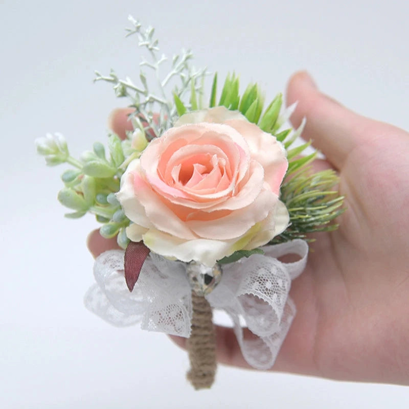 Mori Style Fresh Artificial Rose Groomsman and Bridesmaid Corsage Bridegroom Bride Wedding Wedding and Wedding Celebration Supplies Placket Flower Good Vibrations