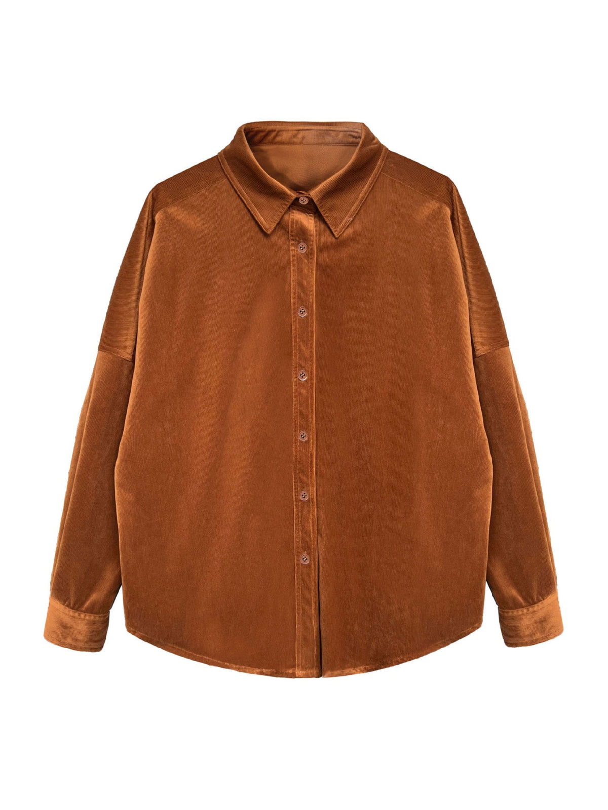 Lushi Japanese-Style Minimalist Thickened Brushed Corduroy Shirt for Women 2025 Autumn Inner Layering Base Shirt 3378 Good Vibrations