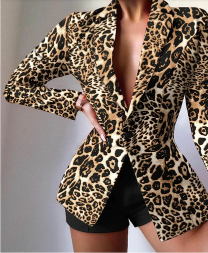 Women's Lapel Long Sleeve Slim Fit One Button Suit Shorts Good Vibrations
