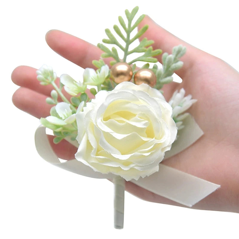 Mori Style Fresh Artificial Rose Groomsman and Bridesmaid Corsage Bridegroom Bride Wedding Wedding and Wedding Celebration Supplies Placket Flower Good Vibrations