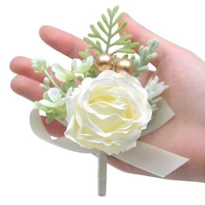 Mori Style Fresh Artificial Rose Groomsman and Bridesmaid Corsage Bridegroom Bride Wedding Wedding and Wedding Celebration Supplies Placket Flower Good Vibrations