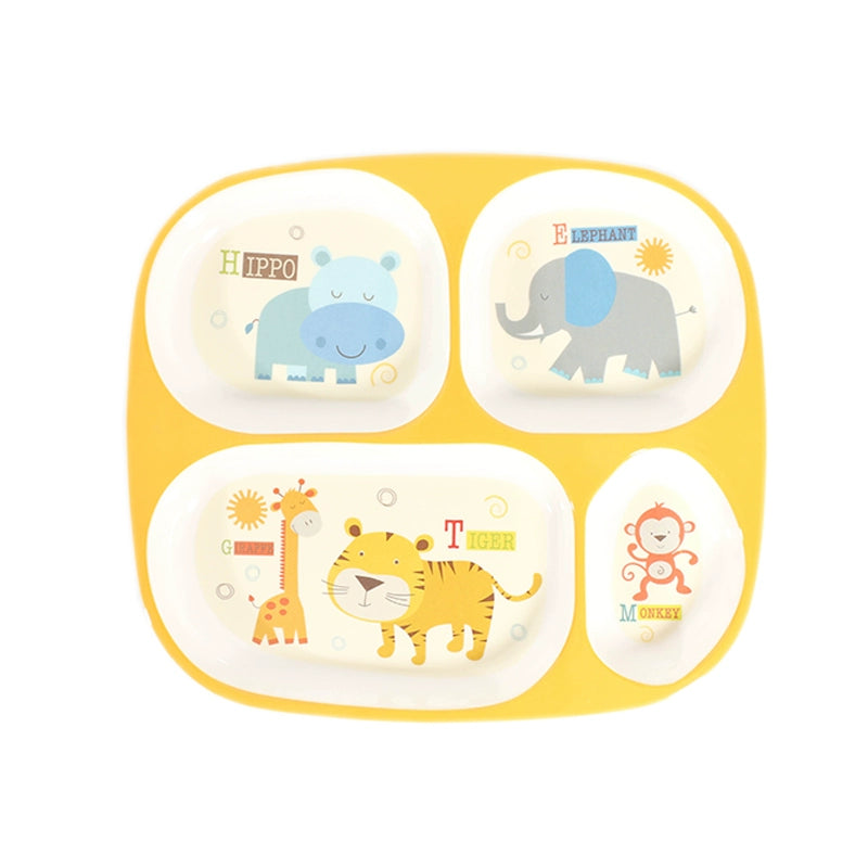TP Food Grade Children's Dinner Plate Baby Cartoon Cute Eating Bowl Household Complementary Food Compartment Tray Children's Tableware Set Good Vibrations