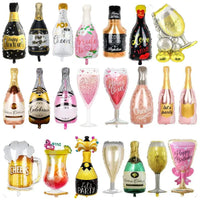 Adult Birthday Arrangement Champagne Bottle Wine Glass Shape Aluminum Film Balloon Wedding Party New Year Decoration Photo Props Good Vibrations
