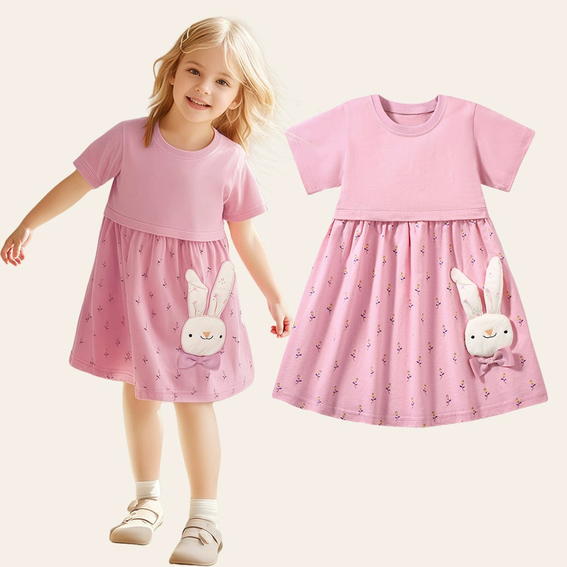 Girl Short Sleeve Pure Cotton T-shirt Purple Fashionable Dress Good Vibrations