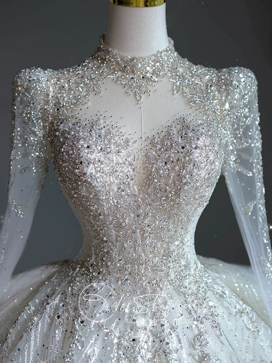 Short Long-Sleeved Socialite Wedding Dress