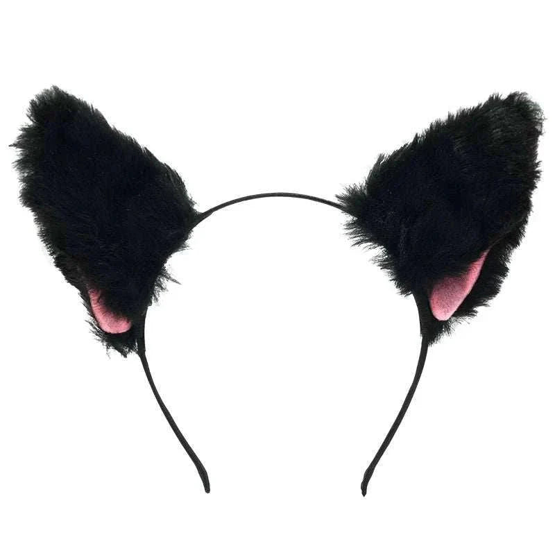 Black fluffy cat ear headband hairpin for Escape Cute Princess cosplay accessory