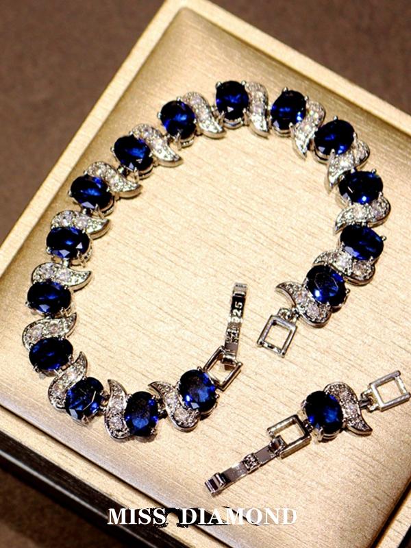 Light Luxury Zircon Bracelet Classic Hand Jewelry Chicken Leg Curved Moon Color Jewelry Gem Seven Color European and American Bracelet Women Good Vibrations