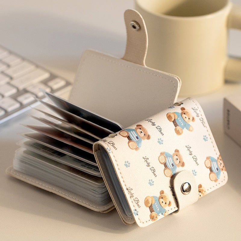 Cute Cartoon Card Bag Women's Buckle Large Capacity Multi-Card Slot Ultra-thin Small Men's Card Clamp Bag Driver's License Card Cover Good Vibrations