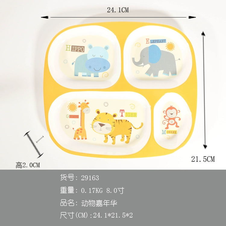 TP Food Grade Children's Dinner Plate Baby Cartoon Cute Eating Bowl Household Complementary Food Compartment Tray Children's Tableware Set Good Vibrations