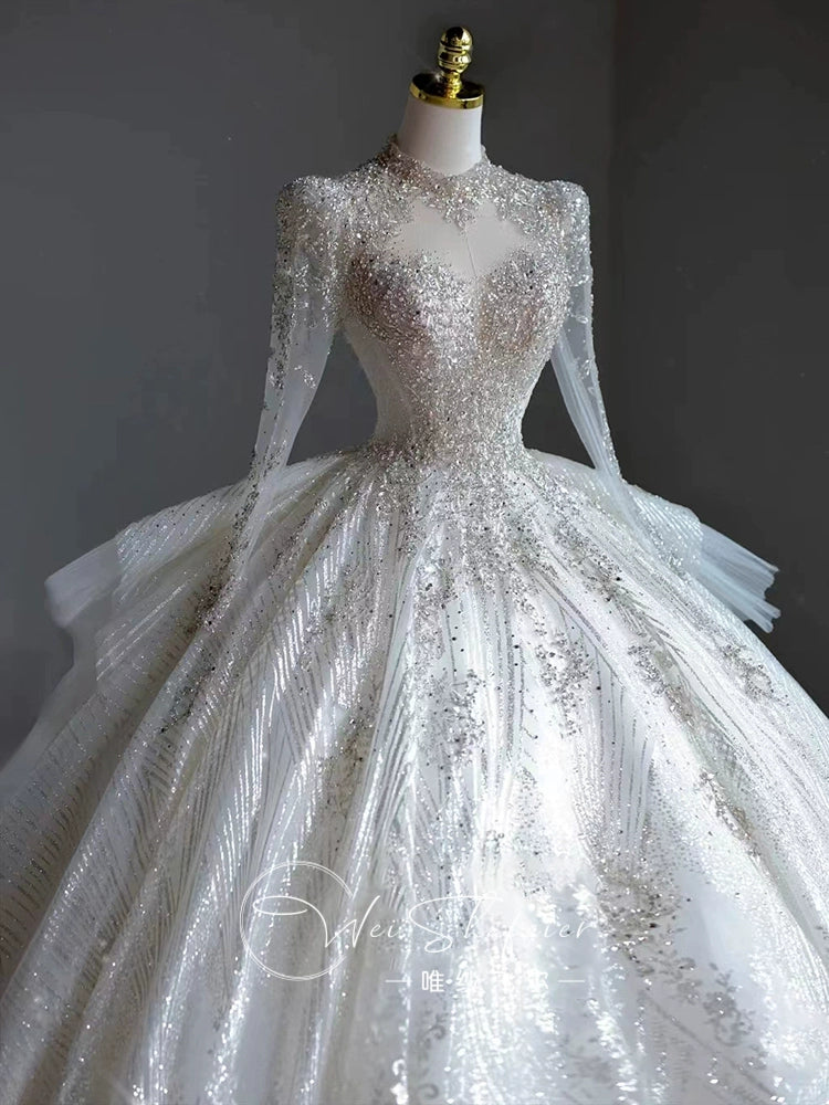 Short Long-Sleeved Socialite Wedding Dress