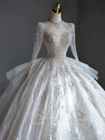 Short Long-Sleeved Socialite Wedding Dress