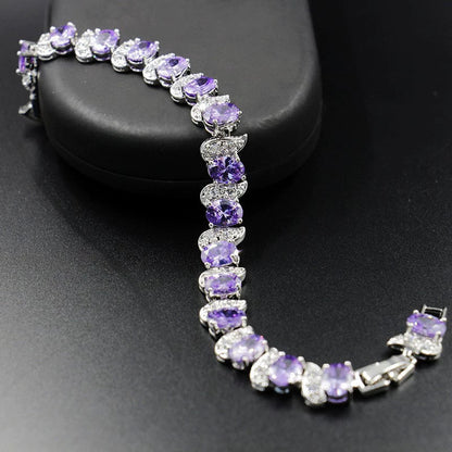 Light Luxury Zircon Bracelet Classic Hand Jewelry Chicken Leg Curved Moon Color Jewelry Gem Seven Color European and American Bracelet Women Good Vibrations
