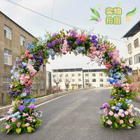 Double-Pole Iron Full Flower Arch Shelf Entrance Door Layout Semicircle Arch Wedding Scene Decoration Background Door Frame Good Vibrations