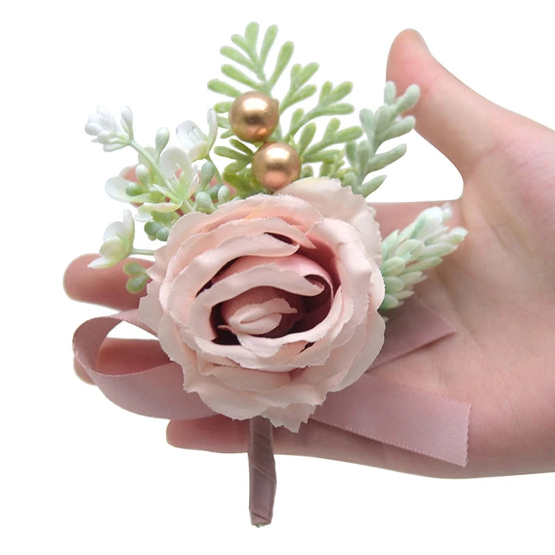 Mori Style Fresh Artificial Rose Groomsman and Bridesmaid Corsage Bridegroom Bride Wedding Wedding and Wedding Celebration Supplies Placket Flower Good Vibrations