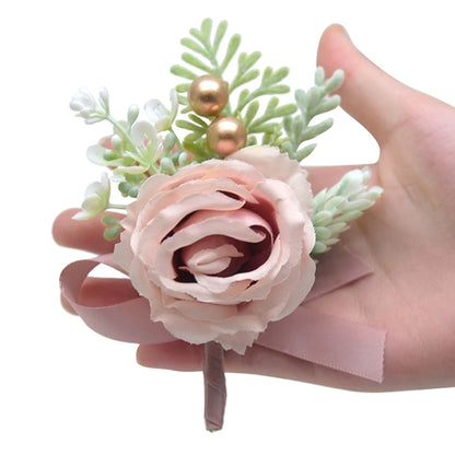 Mori Style Fresh Artificial Rose Groomsman and Bridesmaid Corsage Bridegroom Bride Wedding Wedding and Wedding Celebration Supplies Placket Flower Good Vibrations