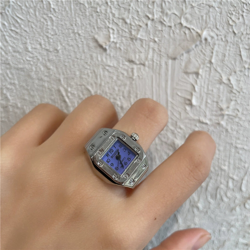 Heart Full Diamond Watch Ring Retro Middle-Ancient Cute Earth Cool Men and Women Millennium Sexy Pink Peach Heart Disco Harajuku Good Vibrations