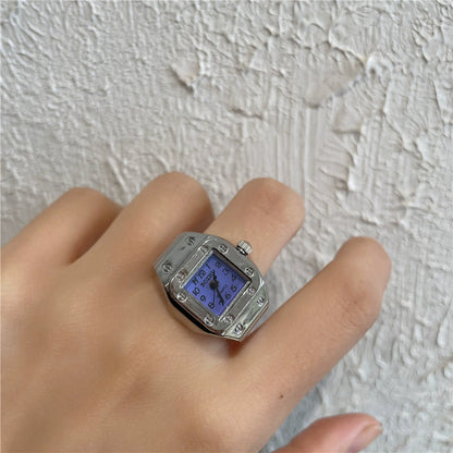 Heart Full Diamond Watch Ring Retro Middle-Ancient Cute Earth Cool Men and Women Millennium Sexy Pink Peach Heart Disco Harajuku Good Vibrations