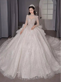 Primary Wedding Dress 2024 Bride New Arrival French Advanced Texture Pregnant Women Heavy Industry Vintage Court Style Trailing Long Sleeves Good Vibrations