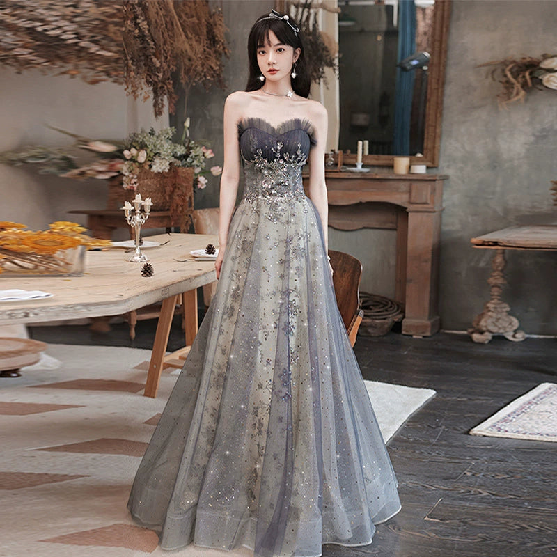 Evening Dress for Women Fall and Winter New Arrival Banquet Temperament Annual Meeting Tube Top Art Exam Fairy Dress Factory Supply Good Vibrations