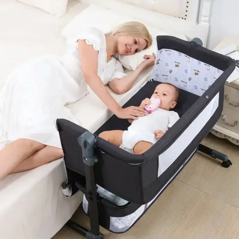 Portable Bedside Sleeping Equipment for Infants, Baby Crib with Covered Bed, Baby Cradle, Newborn Bed Good Vibrations