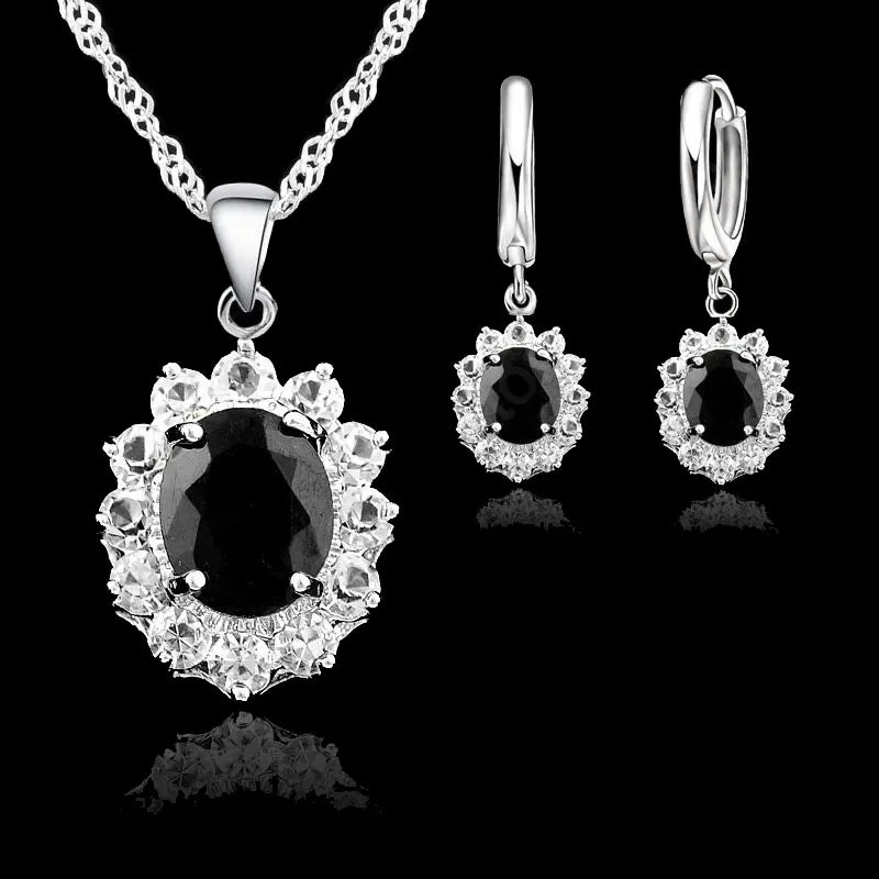 Elegant Princess Wedding Engagement Necklace Earrings  Jewelry Sets 925 Sterling Silver Color Cubic Zirconia Crystal Gifts Good Vibrations Adult Super Store