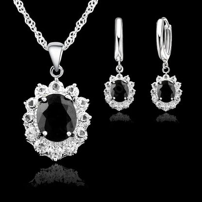 Elegant Princess Wedding Engagement Necklace Earrings  Jewelry Sets 925 Sterling Silver Color Cubic Zirconia Crystal Gifts Good Vibrations Adult Super Store