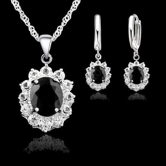 Elegant Princess Wedding Engagement Necklace Earrings  Jewelry Sets 925 Sterling Silver Color Cubic Zirconia Crystal Gifts Good Vibrations Adult Super Store