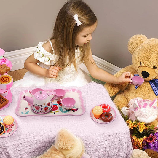 DIY Pretend Play Toy Simulation Tea Set Tableware Play House Kitchen Afternoon Tea Game Toys Gifts For Children Kids Girls Good Vibrations