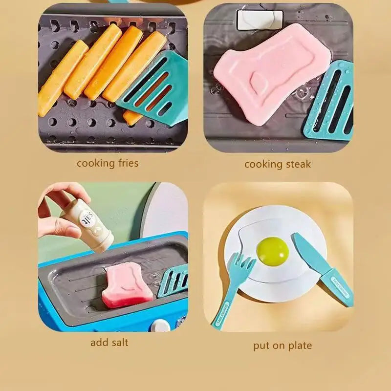 DIY Kitchen Cooking toy Set with 20pcs Multi-functional Induction Children's Play House Food Toys for Parent-child fuuny Gifts Good Vibrations