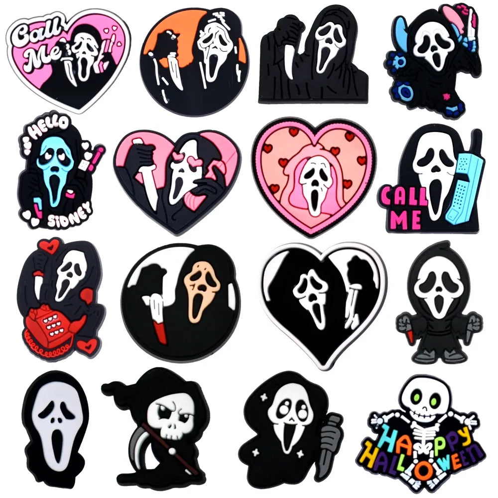 1PCS Hot Selling Ghost Series Shoe Charm PVC Sandal Accessories DIY Cartoon Skeleton Bag Wristband Decor Halloween Gifts Good Vibrations