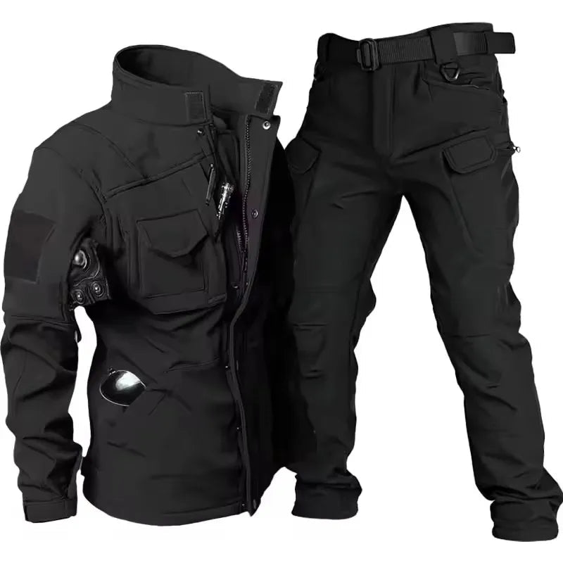 Waterproof Shark Skin Tactical Sets Mens Thicken Fleece New Soft Shell Combat Jackets+windproof Warm Cargo Pant 2 Piece Set Good Vibrations