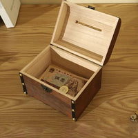 Wooden Retro Treasure Chest Piggy Bank Decorative Box With Lock,Coin,Banknote Storage Box Safe Money Box Gift cofre del tesoro Good Vibrations Adult Super Store