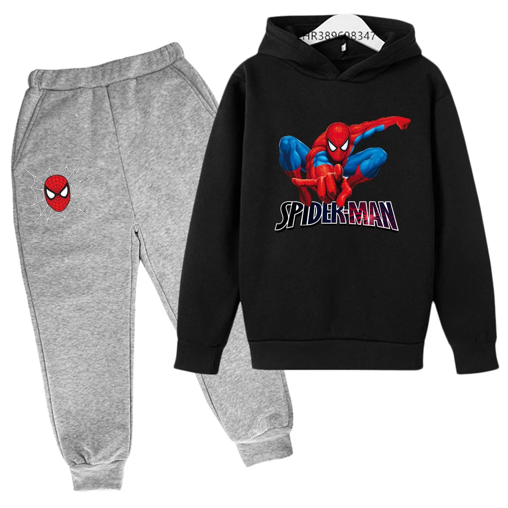 Autumn winter children's hoodie Spider-Man clothing leisure outerwear sweatshirt +pants set  Suitable 3-12 years Boys girls gift Good Vibrations