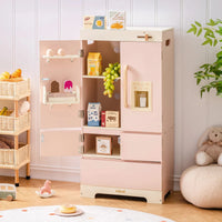 ROBUD Wooden Kids Kitchen PlaySet Series Pink Montessori Toy Kitchen Pretend Playset for Kids Aged 3+ Good Vibrations