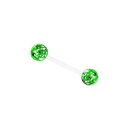 14g 1.6mm Acrylic Flexible 16/19/22/38mm Tongue Bar 6mm Epoxy Coved Crystal Double Ball Nipple Ring Barbell Piercing Good Vibrations Adult Super Store