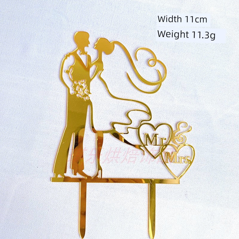 Valentine's Day Cake Plug-in Wedding Anniversary Wedding Proposal Acrylic Cake Insertion Dress up Card Baking Ornaments Good Vibrations