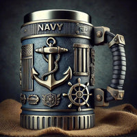 Military 3d Resin Mug, Thematic Coffee Cup With Detailed Sculpture, Unique Gift & Collectible For Enthusiasts Good Vibrations
