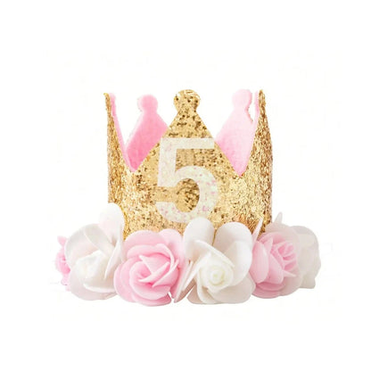 DIY 1st 2nd 3rd Birthday Crown Hat Handmade Accessories Baby One Happy Birthday Party Headband Hat Baby Shower Party Supplies Good Vibrations
